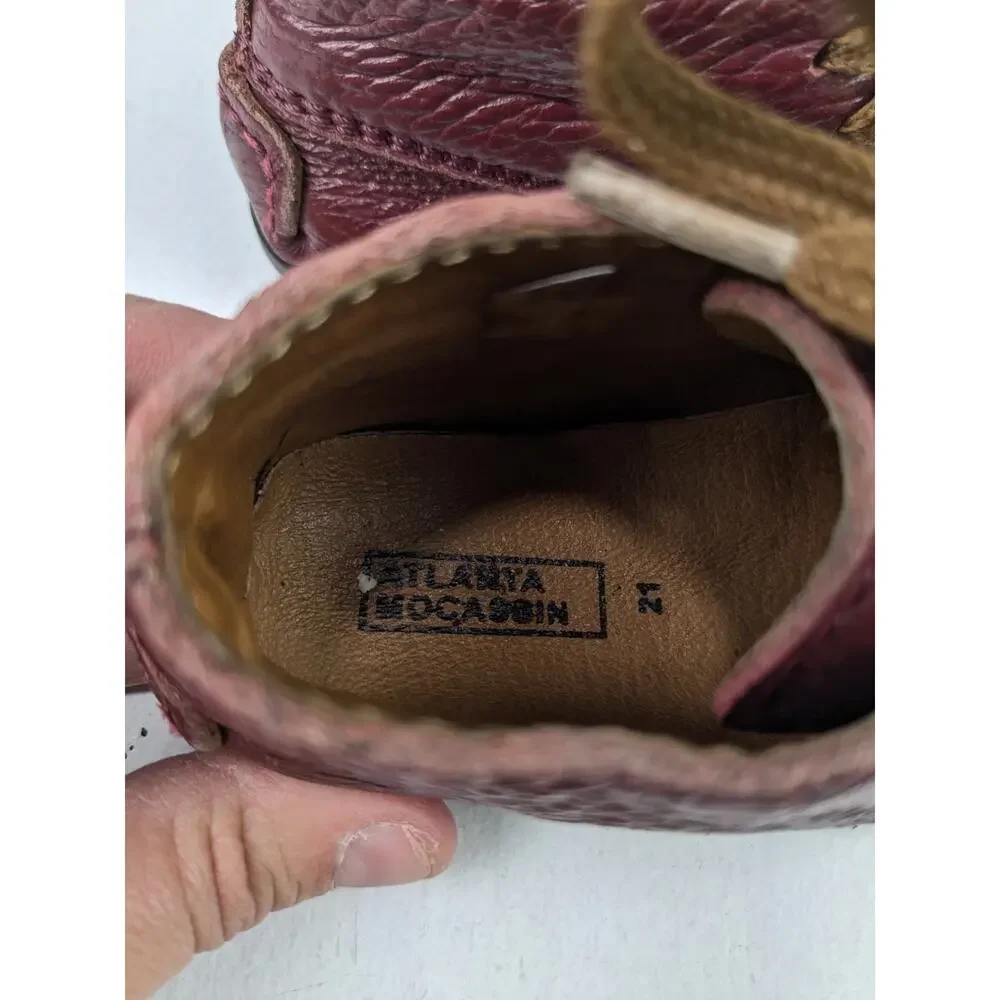 Atlanta Moccasin Infant/Toddler Burgundy Leather Booties 21 EU 5.5 US